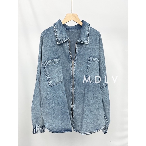 MDLV ~ Jaket Jeans Jumbo Sleting Tangan Balon Premium Jaket Jeans Import Good Quality Women Jeans Jaket Fashion Import