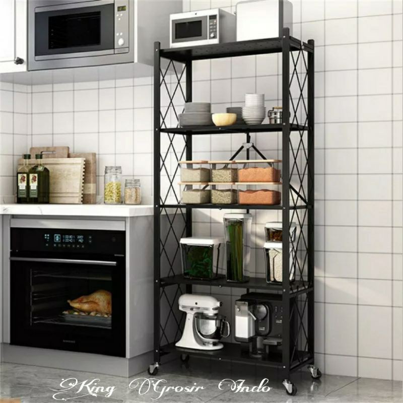 Rak Dapur Lipat 3 Tingkat 4 Tingkat 5 Tingkat Multifungsi /Rak Penyimpanan /Kitchen Rack Multi Layer