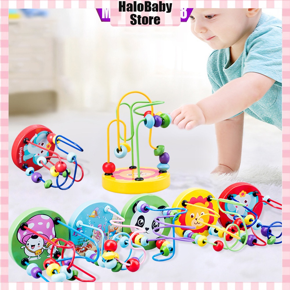 Halo Baby Mini round beads Wire Maze Game anak mainan alur kawat kecil