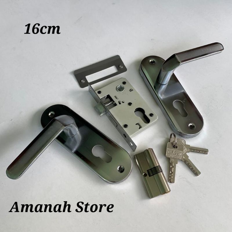 Handle pintu 1 SET KUNCI Gembok pintu rumah / Gagang pintu rumah stainless 16cm