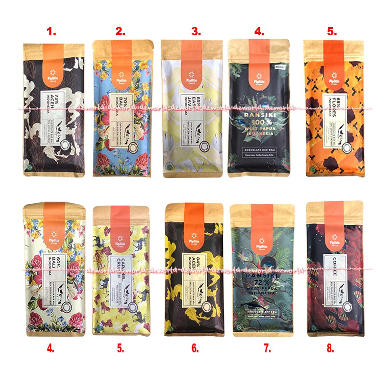 Pipiltin Cocoa Chocolate Bar 80gr Diverse Indonesia Cokelat Aceh Bali East Java Ransiki Flores Bali Caramel Crunch Papua Coffee Coklat Indonesia Kokoa Kemasan Unik Exclusive Pepil Tin