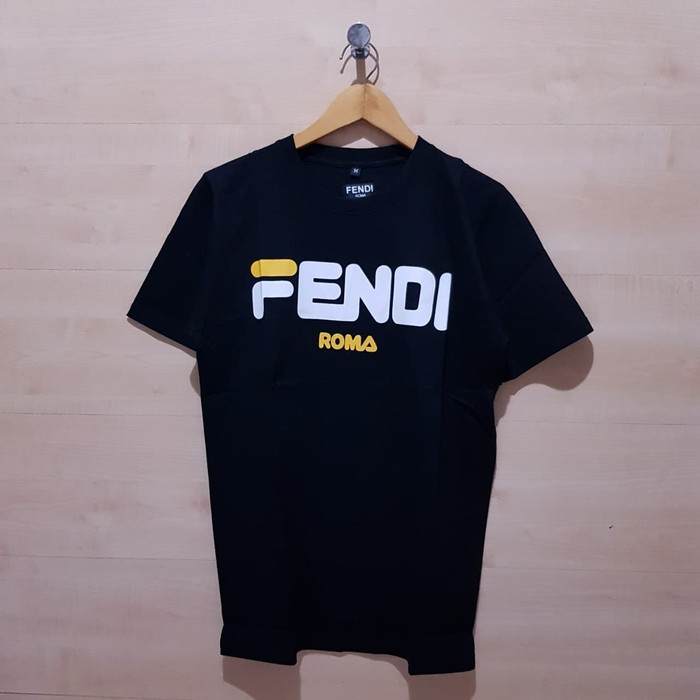 KAOS T SHIRT FENDI X FILA ROMA LOGO TEE BLACK - M