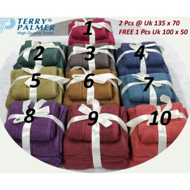 HANDUK TOWEL ONE 1 SET (3 HANDUK) ready no 6 (mocca) dan no 10 merah bata
