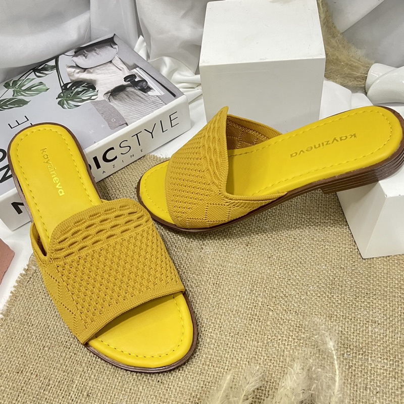 KAYZINEVA Sandal Flat Wanita Rajut Import Simple AB 05