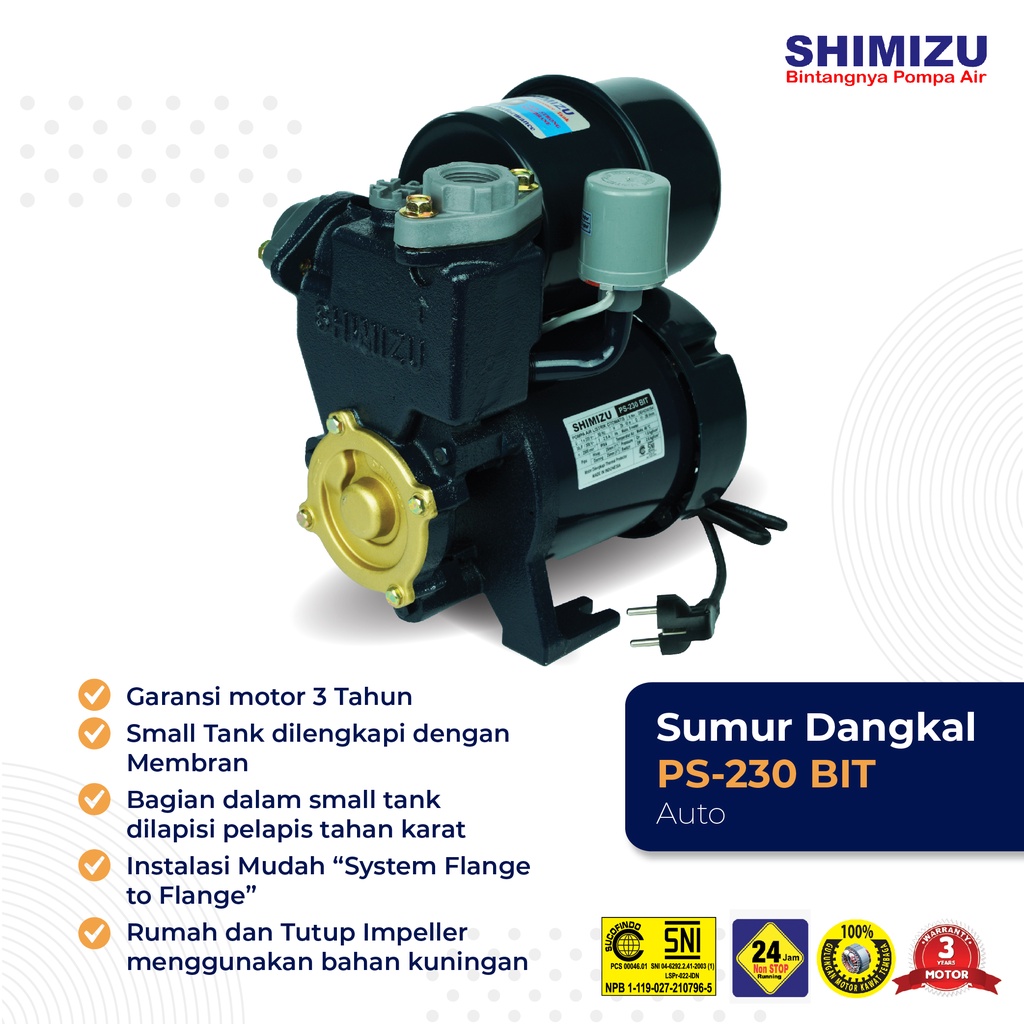 POMPA AIR OTOMATIS SUMUR PDAM SHIMIZU PS 230 BIT