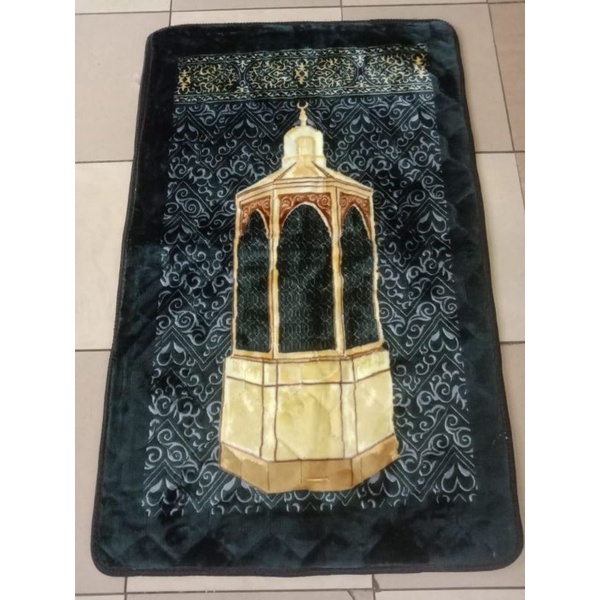 sajadah Quilting busa tebal motif kiswah anti slip/sajadah kiswah