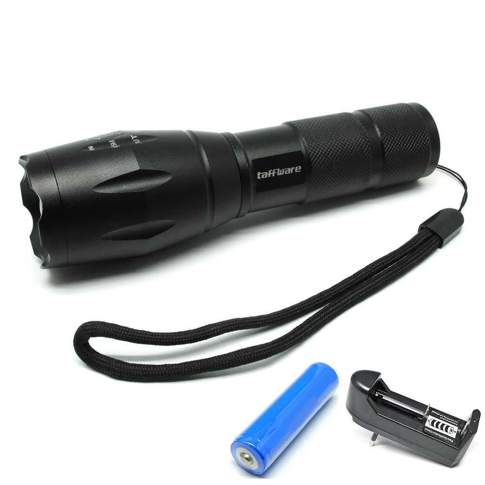 TaffLED Paket Senter LED Cree XM-L T6 + Baterai 18650 + Charger - E17