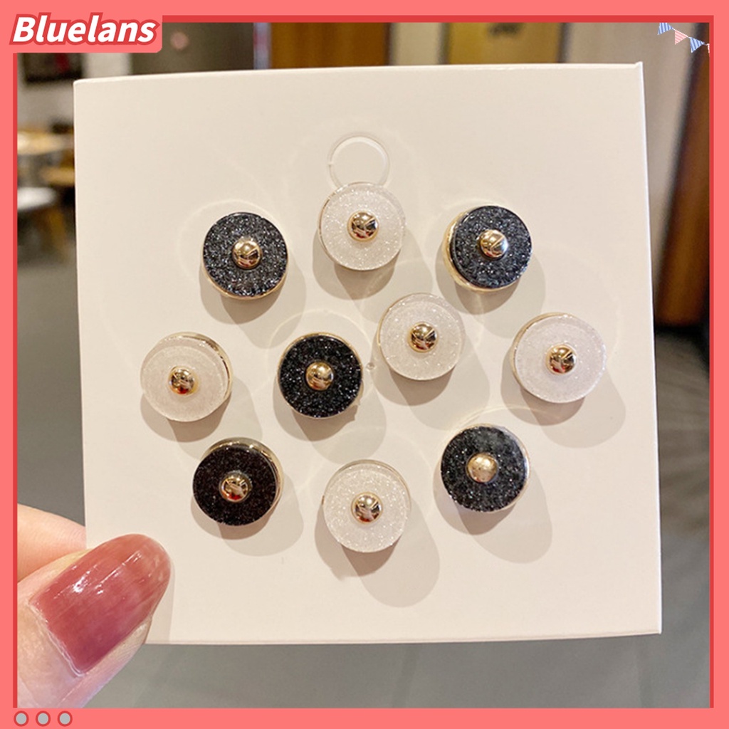 Bluelans 10Pcs / Set Bros Pin Kancing Bulat Desain Bunga Hias Mutiara Imitasi Aksesoris Wanita