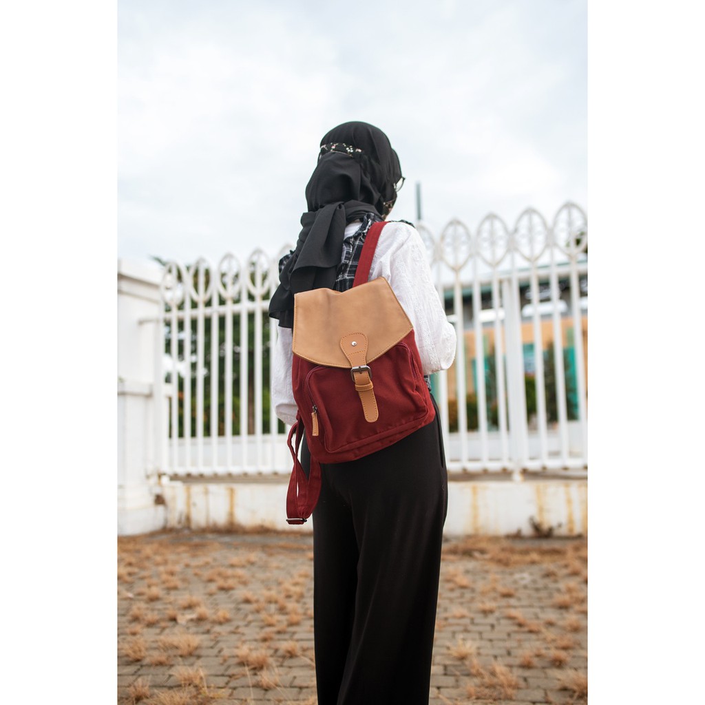 Tas Ransel Korea Kanvas Kulit Heejou Rashty