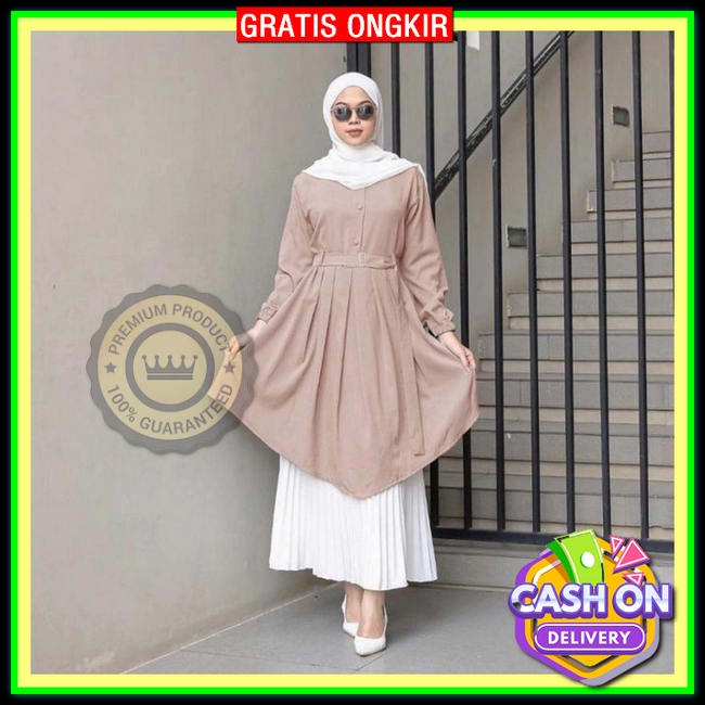 Thunic Dewasa Fashion Kekinian Atasan Muslim Perempuan Premium Impor Tunik Import Premium Baju Atasa
