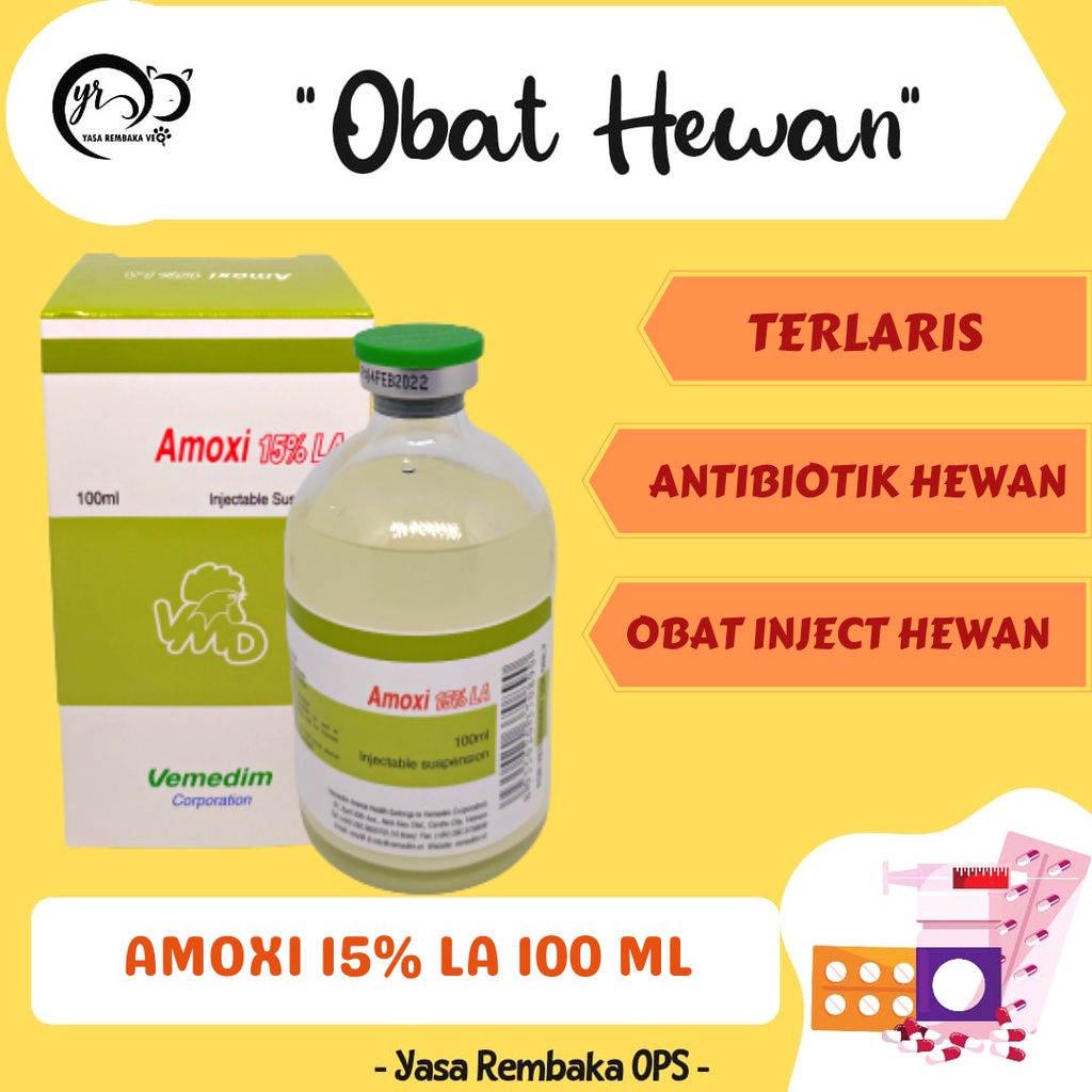 AMOXI 15% LA 100ml - Obat injeksi hewan untuk pencernaan & pernapasan