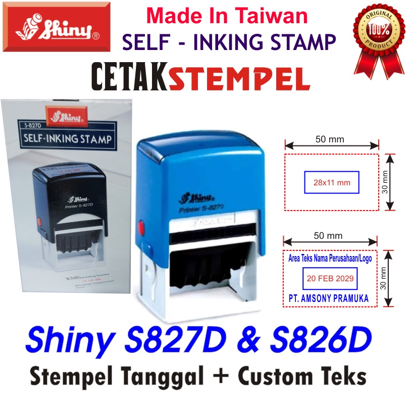 

STEMPEL SHINY S827D & S826D TANGGAL OTOMATIS CUSTOM TEKS WARNA DOKTER BIDAN KANTOR TOKO SERBAGUNA