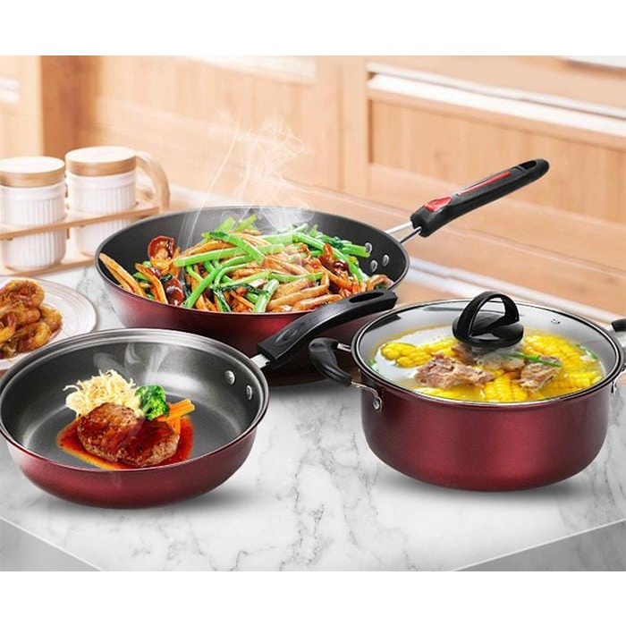 Panci Set 3 In 1 Anti Lengket / Panci Set Isi 3 Pcs