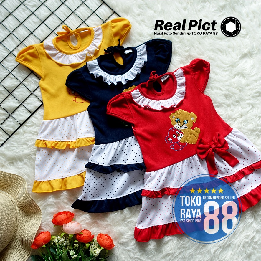 [SDR-RF29] TOKO RAYA 88, Setelan Dress Bayi 3 - 18 Bulan, RED FOREST Lion Baby Pita, Baju Rok Anak P