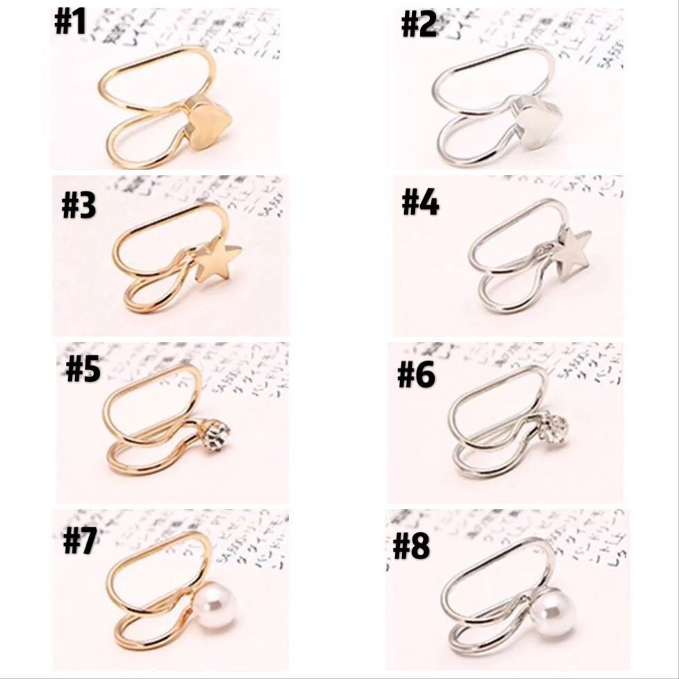 Anting Klip Korea Dari Klip Telinga Kreatif Berlian Tunggal Anting Berbentuk U Bintang