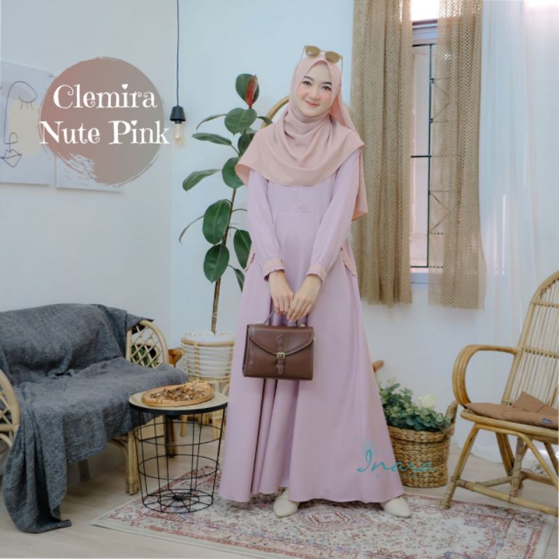 GAMIS INARA - CLEMIRA DRESS BY INARA HIJAB WARNA NUDE PINK