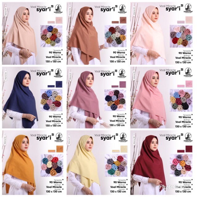 Voal Miracle Plain syari’i umama scarf hijab jilbab kerudung segiempat