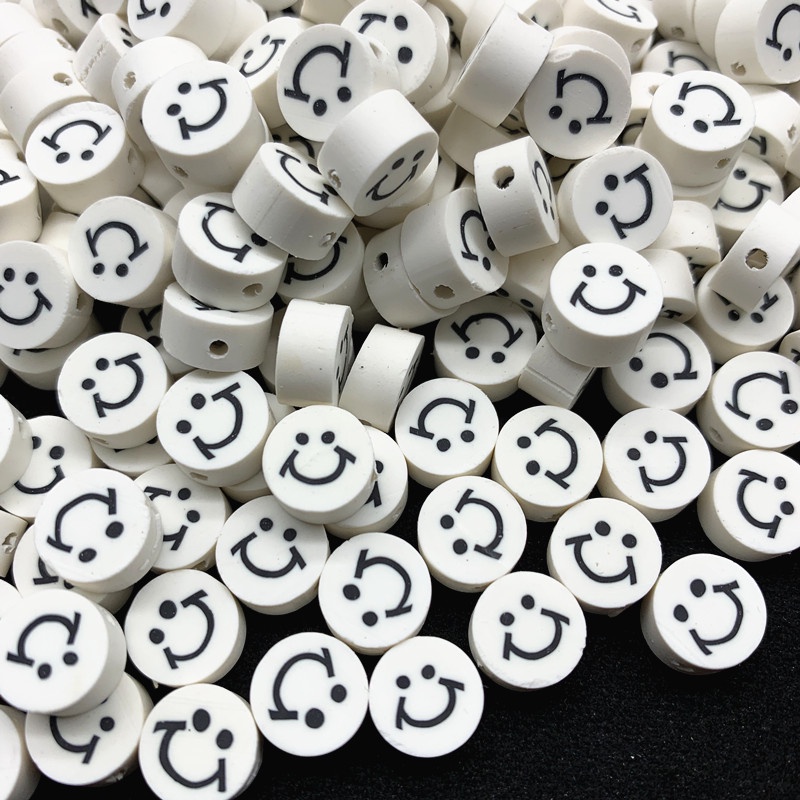 30 Pcs / Pack 10mm manik-manik tanah liat polimer smiley