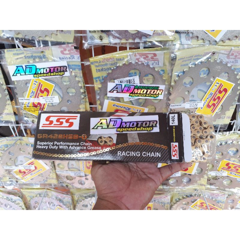 rantai SSS 428 HSBT 140L warna GOLD rantai sss CRF klx