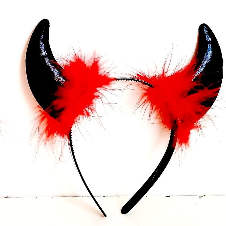 Bando Red Devil Tanduk Merah Kostum Cosplay Halloween Murah Headband