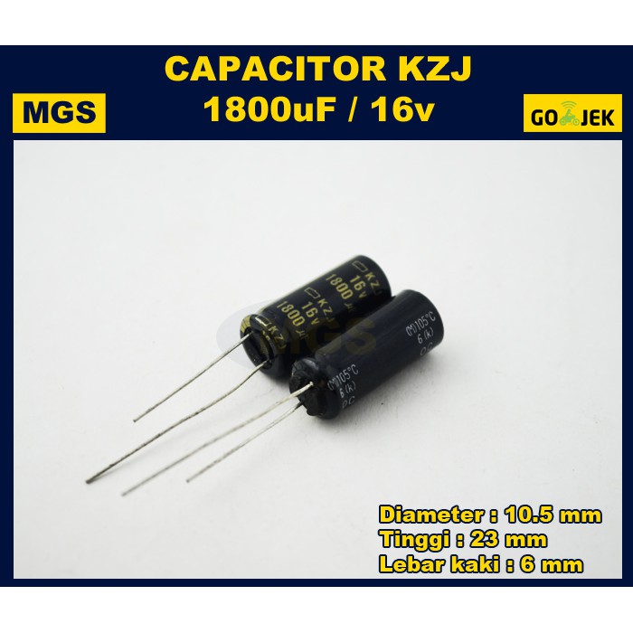 10Pcs Elco 1800uf 16v KZC Kapasitor Elko 1800uf 16 v