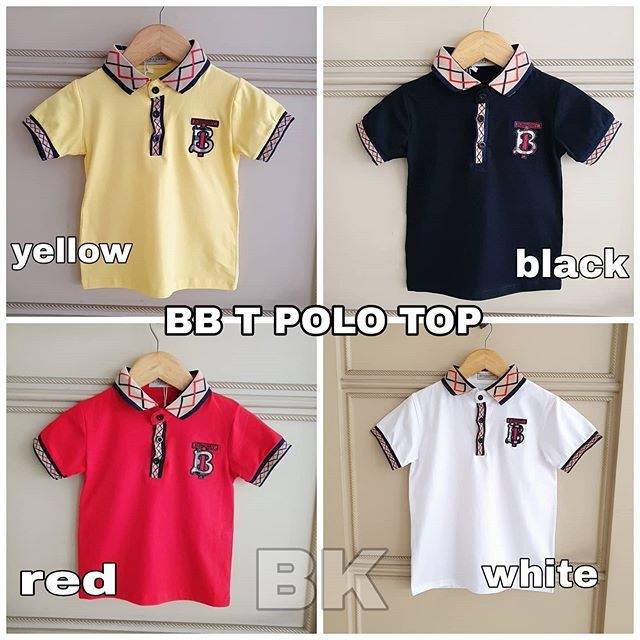 KAOS POLO ANAK IMPORT MOTIF BB HITAM KUNING MERAH PUTIH BAHAN ADEM KUALITAS BAGUS