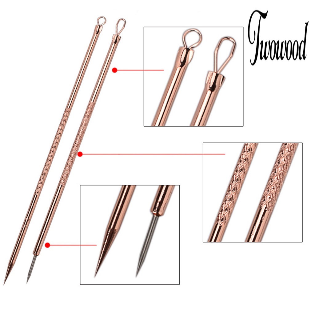 4pcs / Set Alat Penghilang Komedo Dan Jerawat Bahan Tembaga Stainless Steel Untuk Wanita