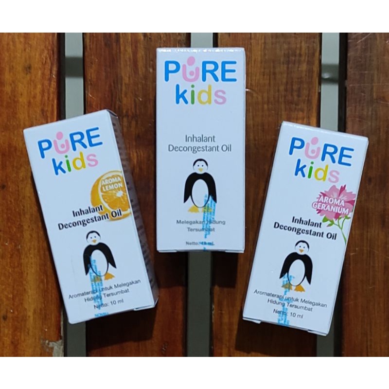 Pure Kids Inhalant Decongestant Oil 10 ML / Original / Aroma Lemon / Aroma Geranium / Melegakan Hidung Tersumbat