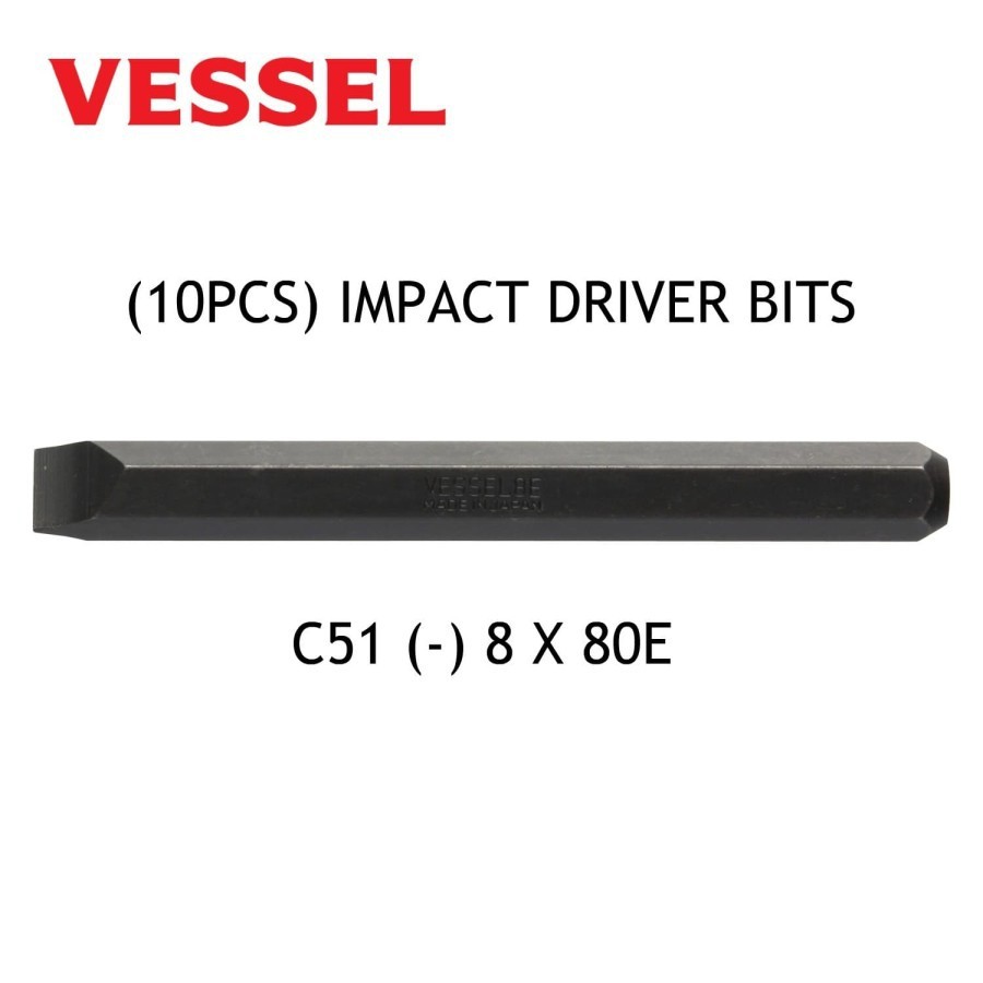 MATA OBENG KETOK VESSEL C51 (-) 8 × 80E | IMPACT DRIVER BITS 8MM HEX