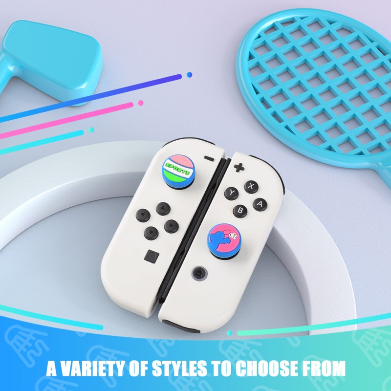 Btsg 4Pcs Cute Cartoon Thumb Grips Joystick Cap Rocker Caps Non-slip Untuk Switch