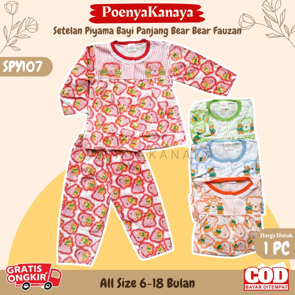 setelan Baju Bayi Piyama Bayi Panjang BEAR BEAR Fauzan 6-18 bln SPY107