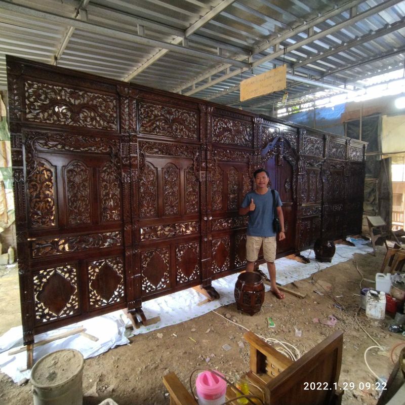 gebyok pelaminan/gebyok jawa 8m finishing