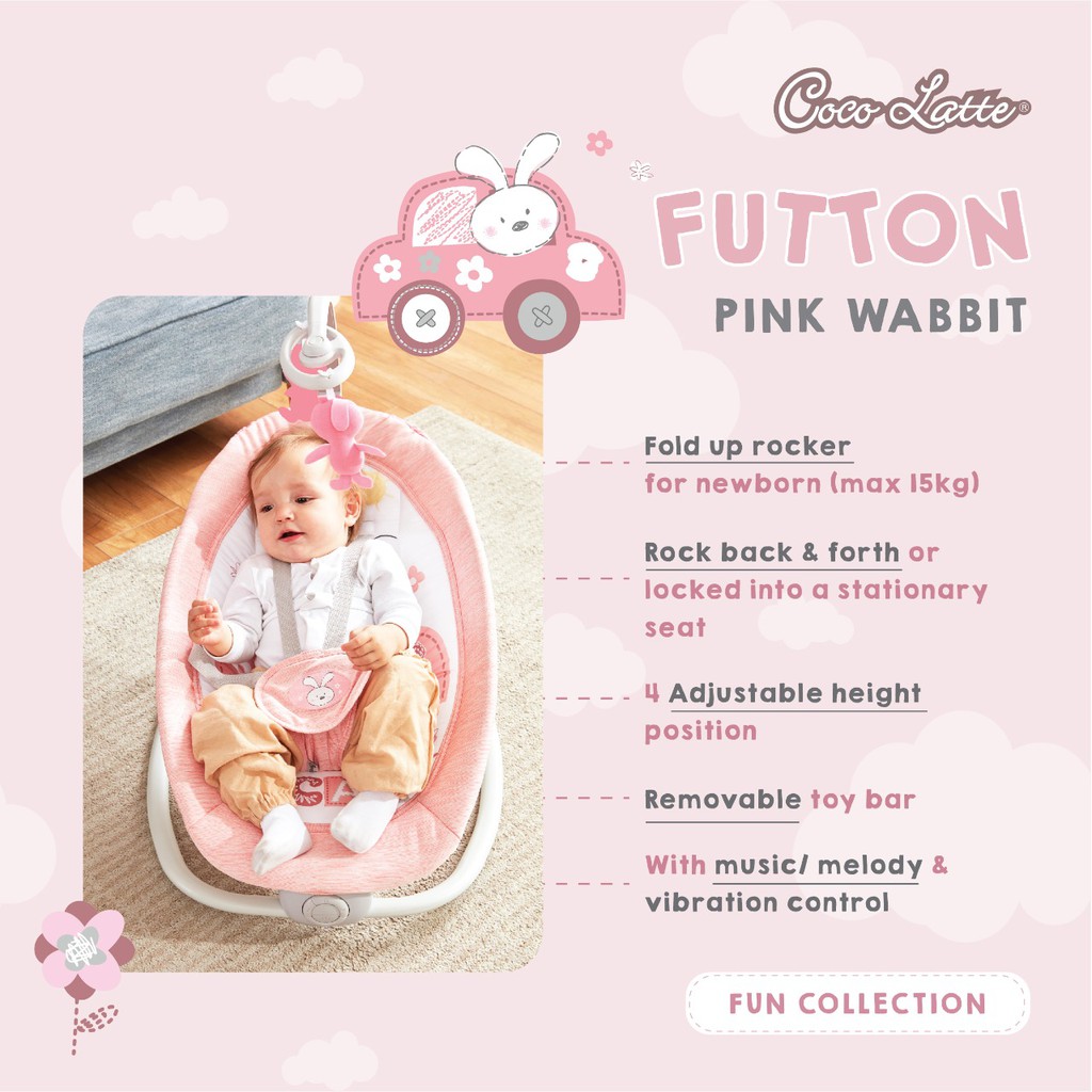 Cocolatte Futton Rocker - Cocolatte Bouncer/Bouncer bayi/Baby bouncer-New Pink