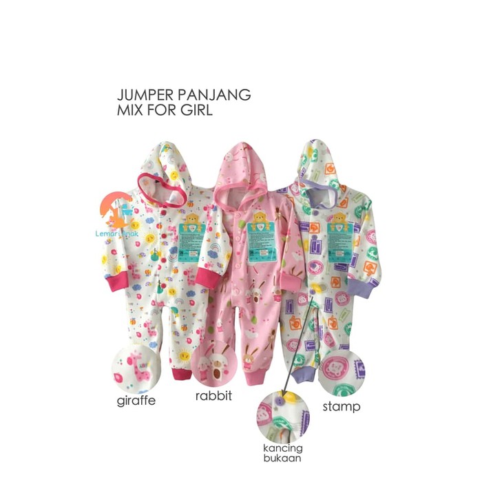 LIBBY Baju Kodok Panjang Topi Buka Kaki - Libby Jumper Bayi (0-3M)