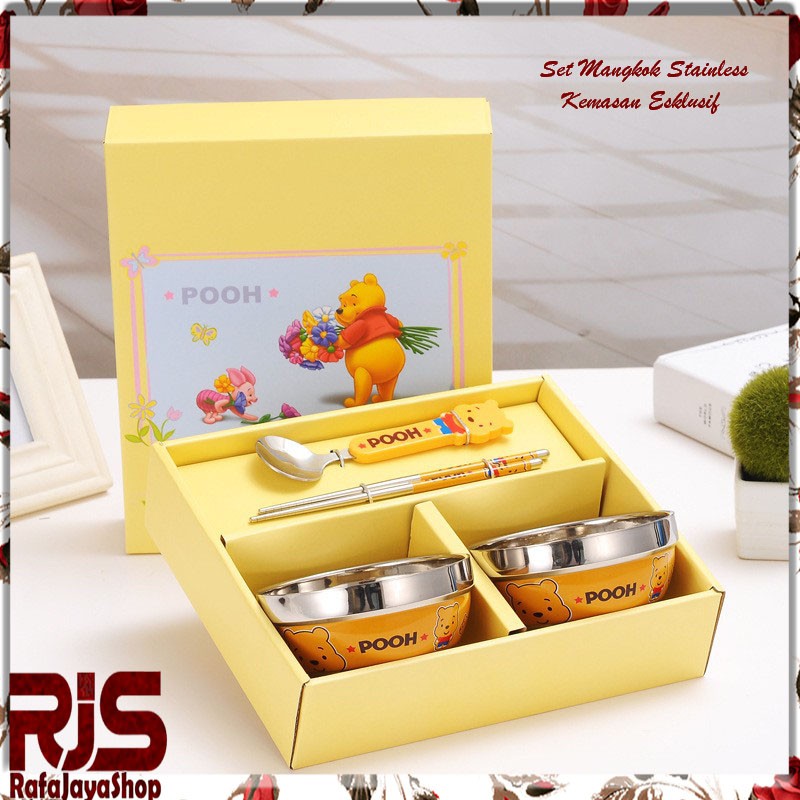 Set Mangkok Stainless Kemasan Esklusif Motif WINNIE THE POOH | Shopee