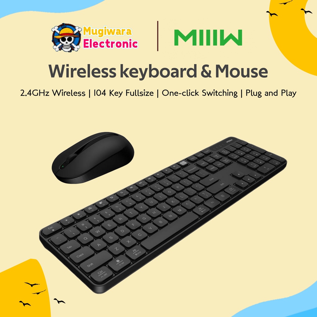 MIIIW MW24PB03 2.4G Wireless Quiet Keyboard Mouse Set ( Gen 3 ) Computer Mute Silent