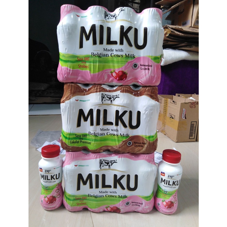 

MILKU SUSU STRAWBERRY/STROBERI UHT 200ML DUS ISI 12 BOTOL