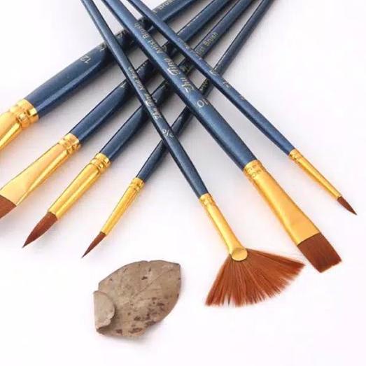

❋ Kuas Lukis Cat Air Akrilik Set 7 pcs Oil Paint Brush - Biru ♝