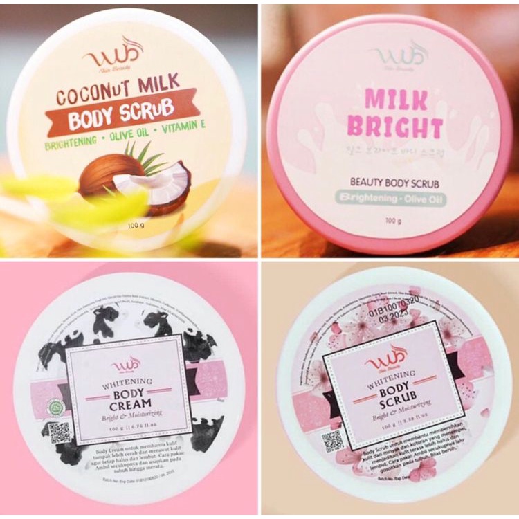 WUB SKIN BEAUTY BODY CREAM/BODY SCRUB 100GR [ KECIL ]