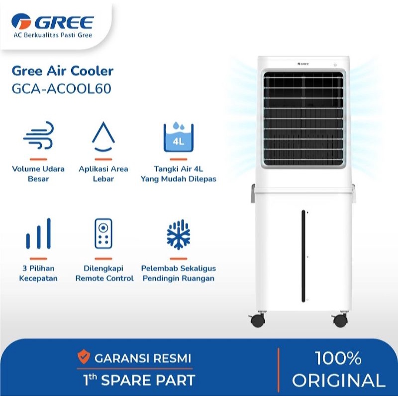 GREE ACOOL60 Humidifier Air Cooler 60 Liter 290 Watt Honeycomb Pra Filter GCA ACOOL60