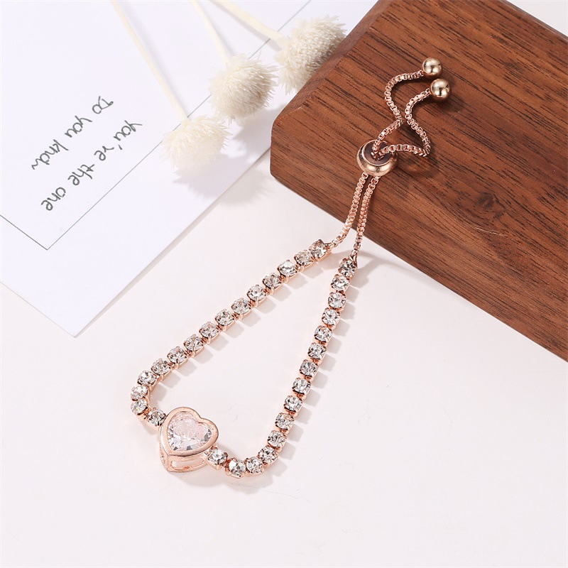 Perhiasan Gelang Zirkon Warna Rose Gold Untuk Wanita