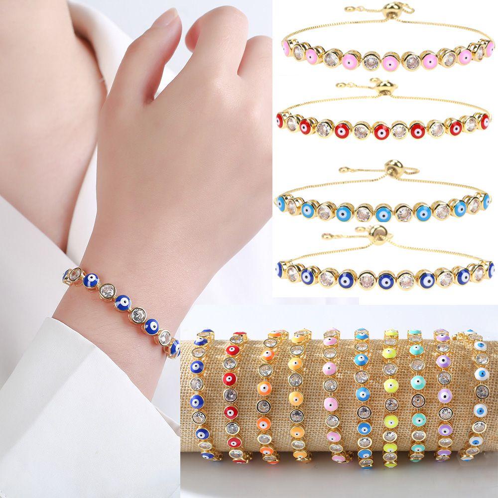 Top Evil Eye Gelang Charm Perhiasan Emas Adjustable Cuff Bangles