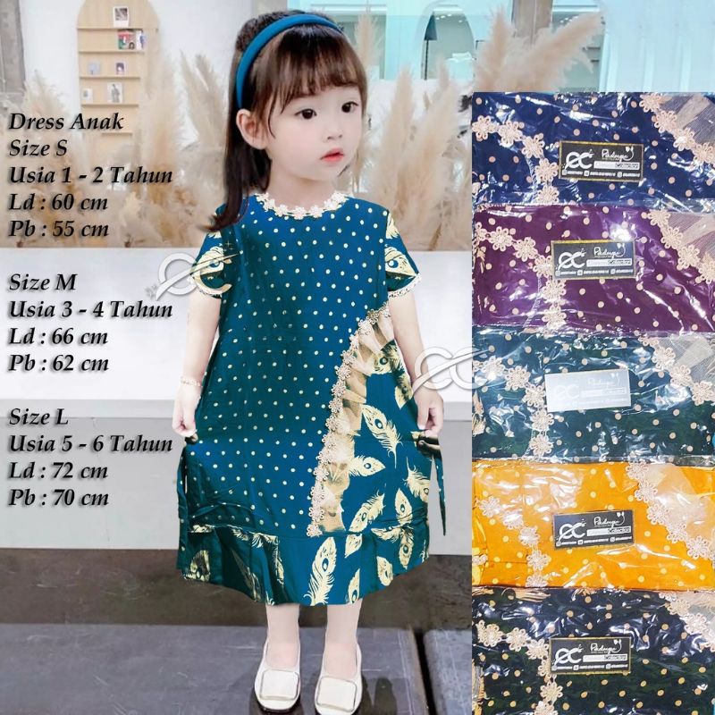 Daster Anak Renda Tule Motif Polkadot Bulu Merak 1-6 Tahun