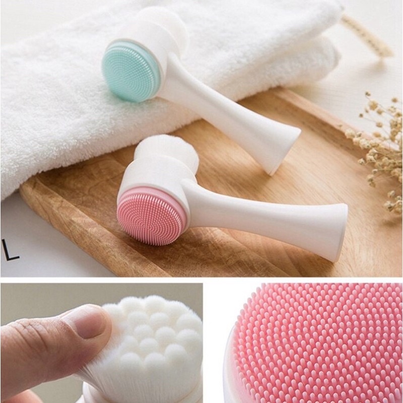 SIKAT PLASTIK PEMBERSIH WAJAH 2 SISI FACE CLEANSING BRUSH ALAT CUCI MUKA HALUS SIKAT MURAH