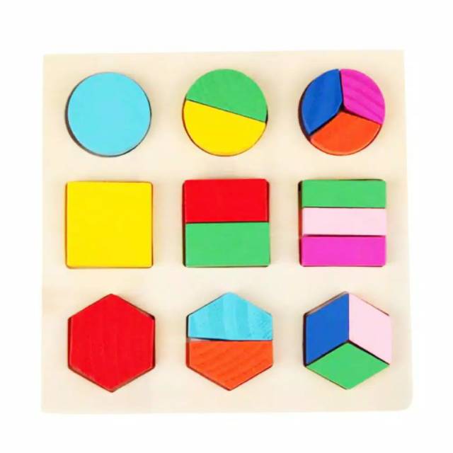 Mainan edukasi Jigsaw Puzzle geometri bentuk 20x20cm