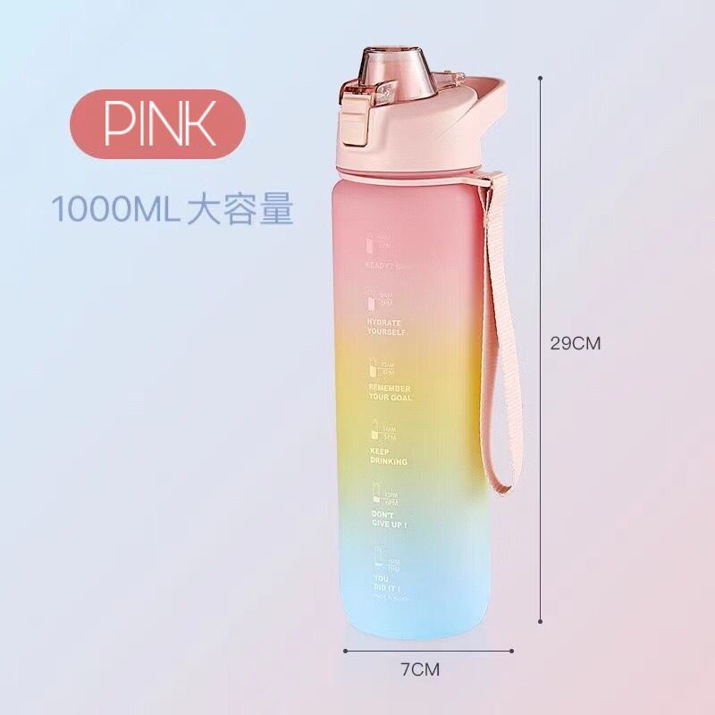 Botol Pastel 1Liter / Botol minum Gradasi 1 Liter BPA Free/ Botol Minum Nagita/ Botol Minum Motivasi