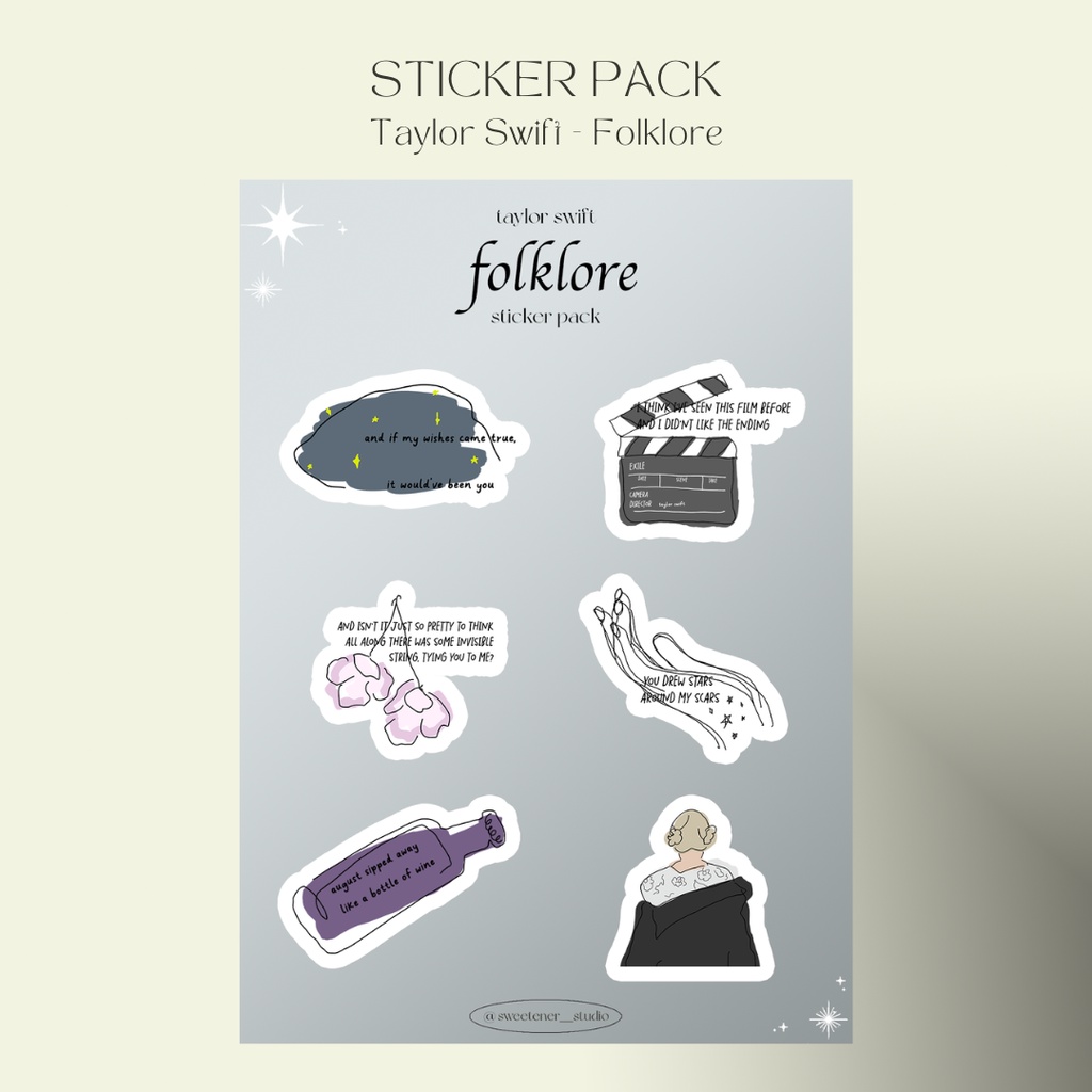 

STICKER PACK TAYLOR SWIFT - FOLKLORE ALBUM - SWEETENER STUDIO