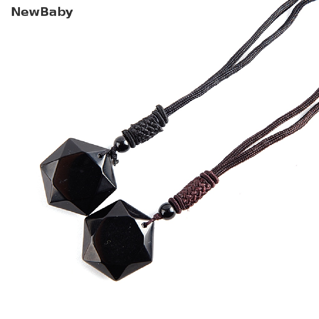 Newbaby Kalung Keberuntungan Liontin Batu Obsidian Alami Untuk Wanita