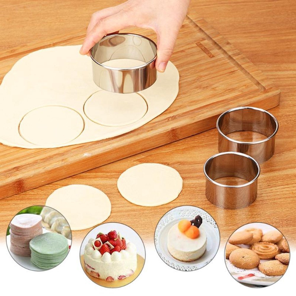 5pcs / Set Cetakan Kue Mousse / Cupcake Bentuk Bulat Mini Bahan Stainless Steel DIY