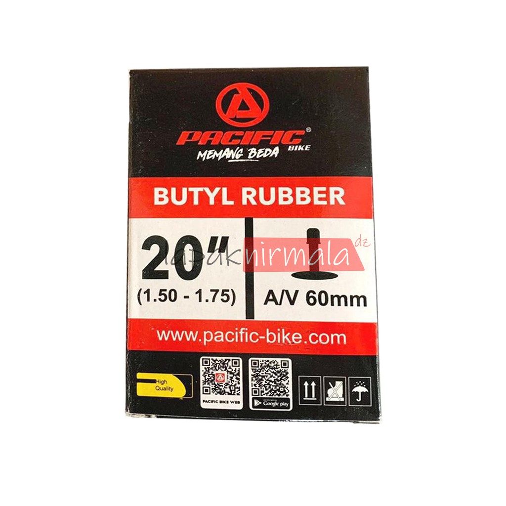 Ban Dalam 20 x 1.50/1.75 AV 60 mm Pacific Sepeda Lipat 20 Inch Murni Pentil Motor